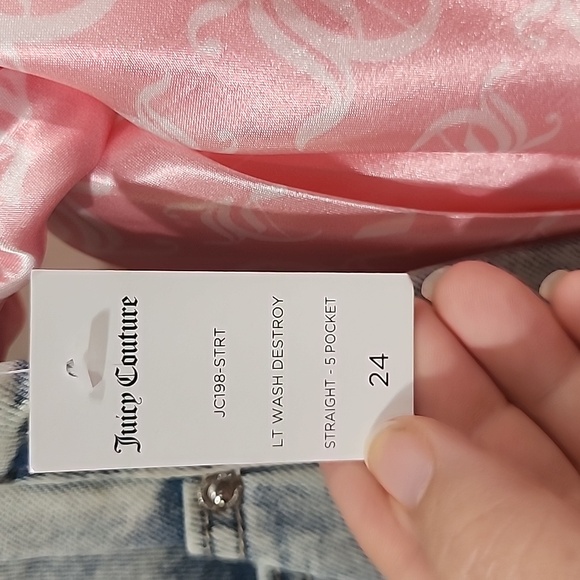 Juicy Couture Melrose Wash Indigo Studded Chain Girlfriend Jeans Women's 24 NWT - Picture 6 of 6